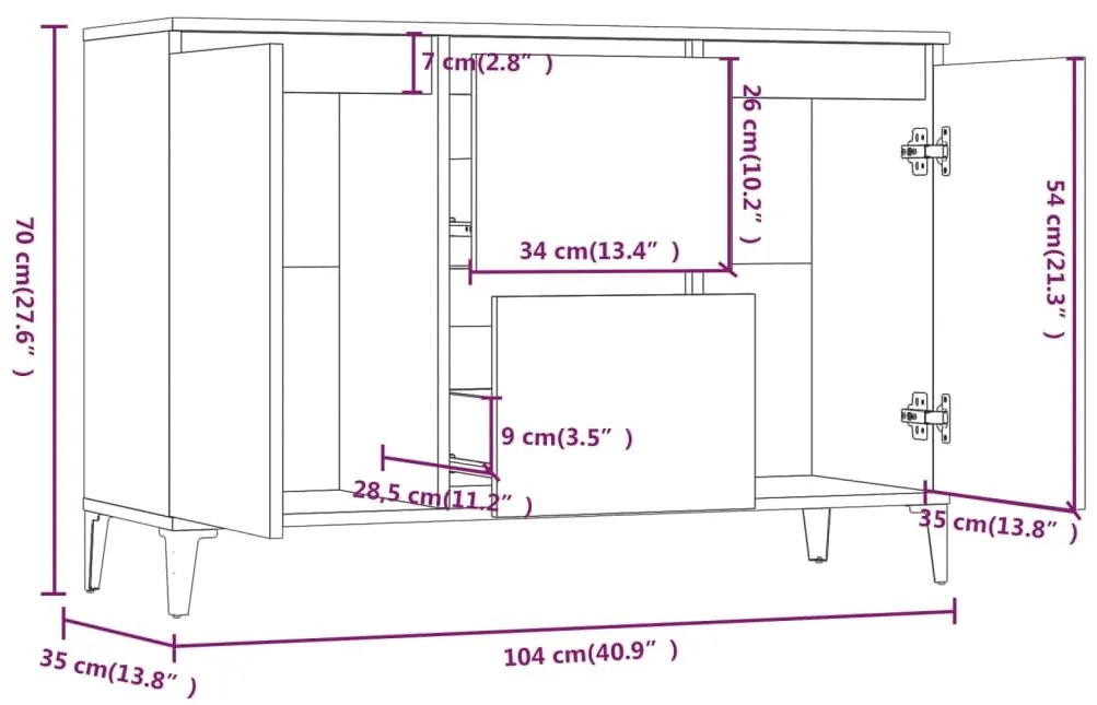 ΜΠΟΥΦΕΣ ΓΚΡΙ SONOMA 104 X 35 X 70 ΕΚ. ΑΠΟ ΕΠΕΞΕΡΓΑΣΜΕΝΟ ΞΥΛΟ 815166