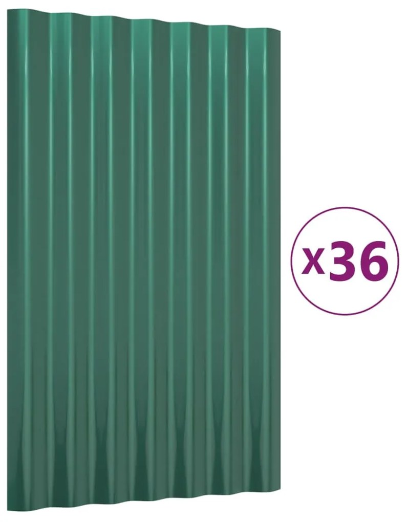 vidaXL Πάνελ Οροφής 36 τεμ. Πράσινα 60x36 εκ. Ατσάλινα με Ηλεκτρ. Βαφή