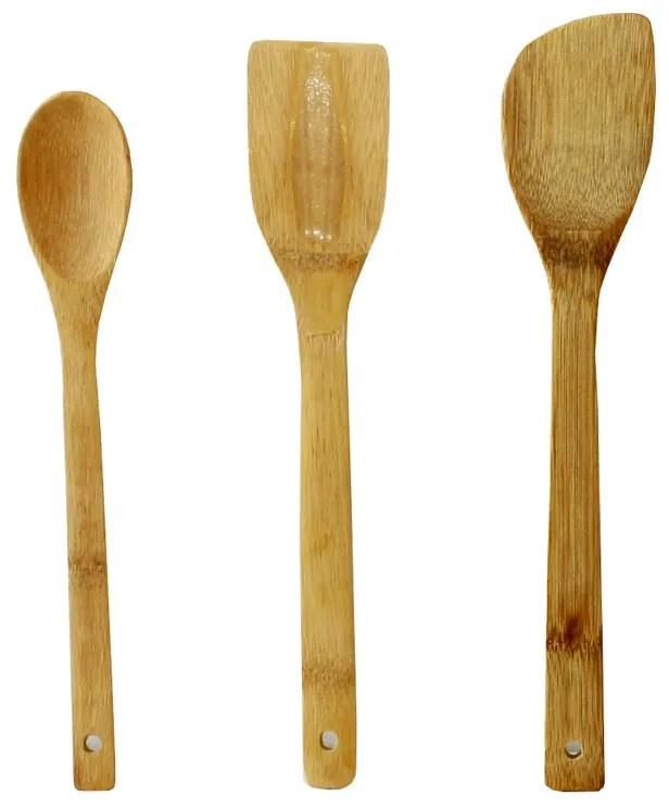 Bamboo Stirring Set OEM 110082176, Bamboo, 3 τμχ, Σπάτουλα, Κουτάλι, Καφέ