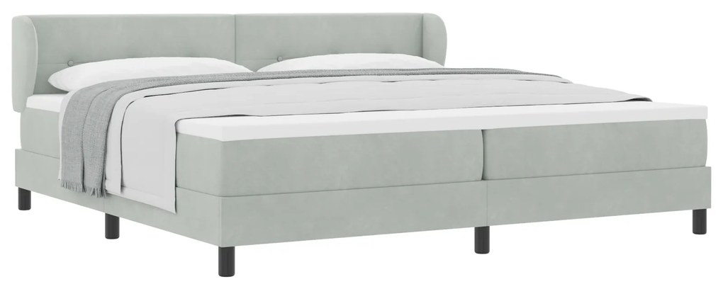 vidaXL Κρεβάτι με Στρώμα Light Grey 200x200 cm Βελούδο
