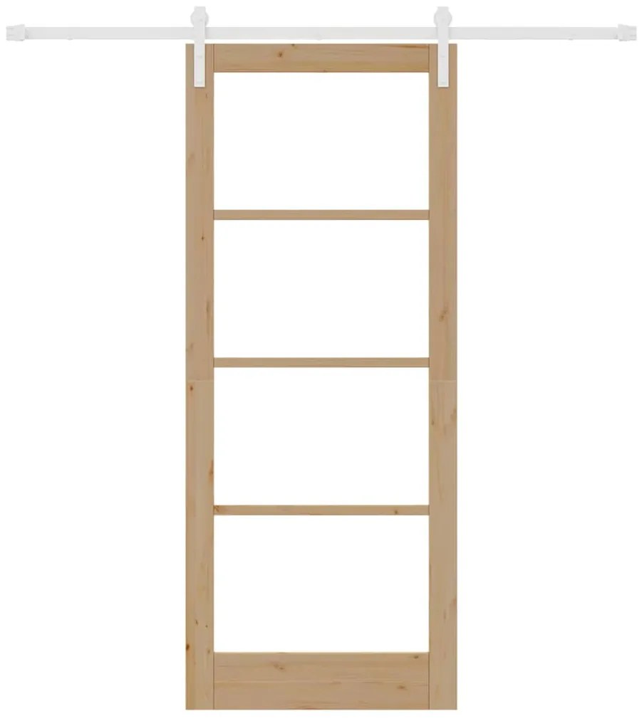 vidaXL Συρόμενη Πόρτα Καφέ 86 x 211 cm Μασίφ ξύλο πεύκου