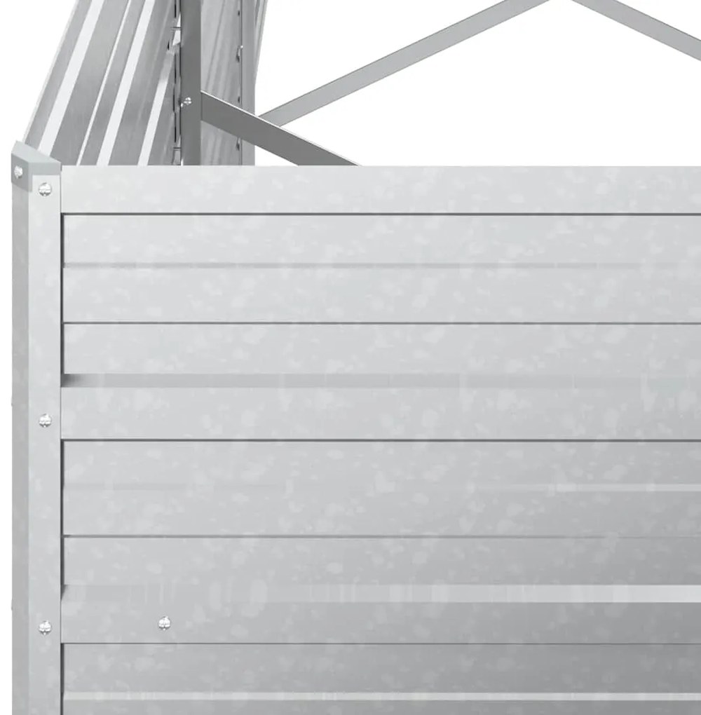 vidaXL Ζαρντινιέρα Υπερυψωμένη Ασημί 320x80x45 εκ. Γαλβανισμ. Χάλυβας