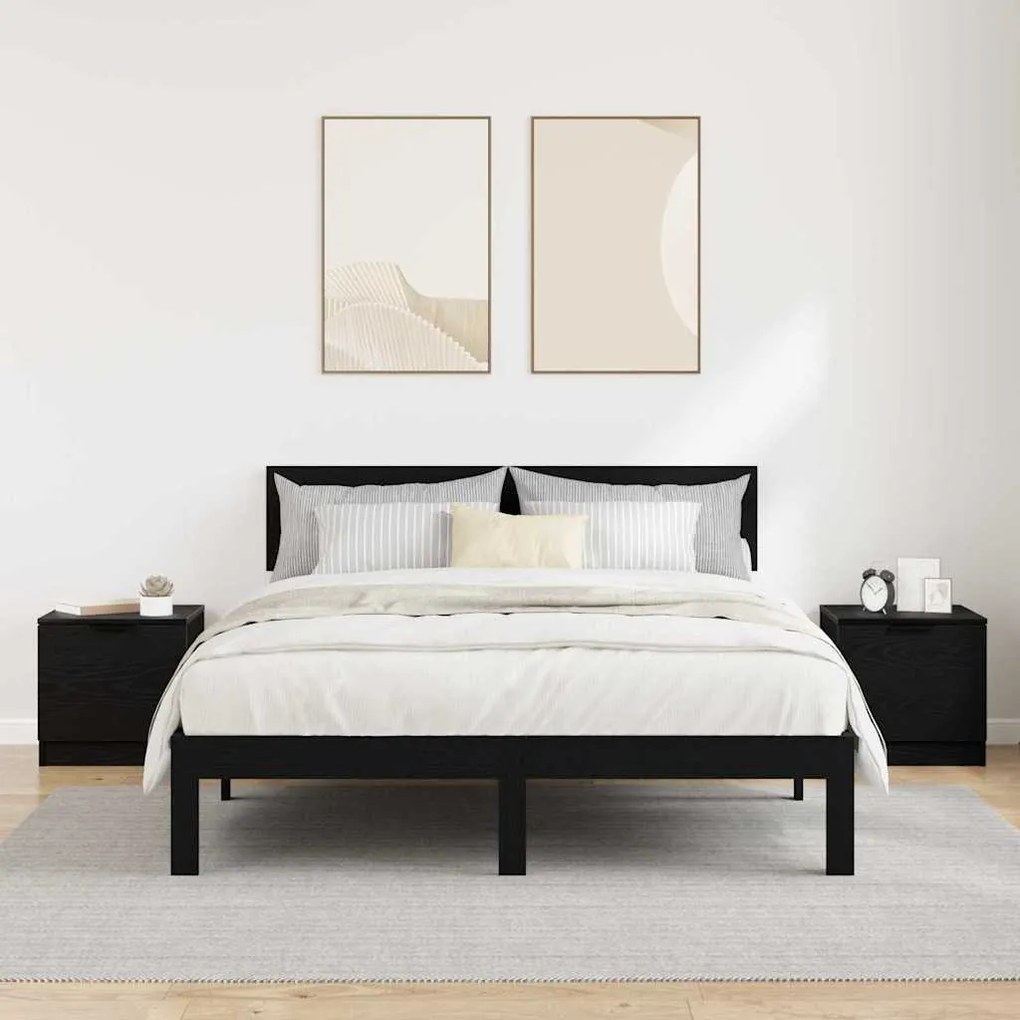 vidaXL Ντουλάπι κρεβατιού 2 pcs Μαύρη δρυς 40 x 39 x 40 εκ.