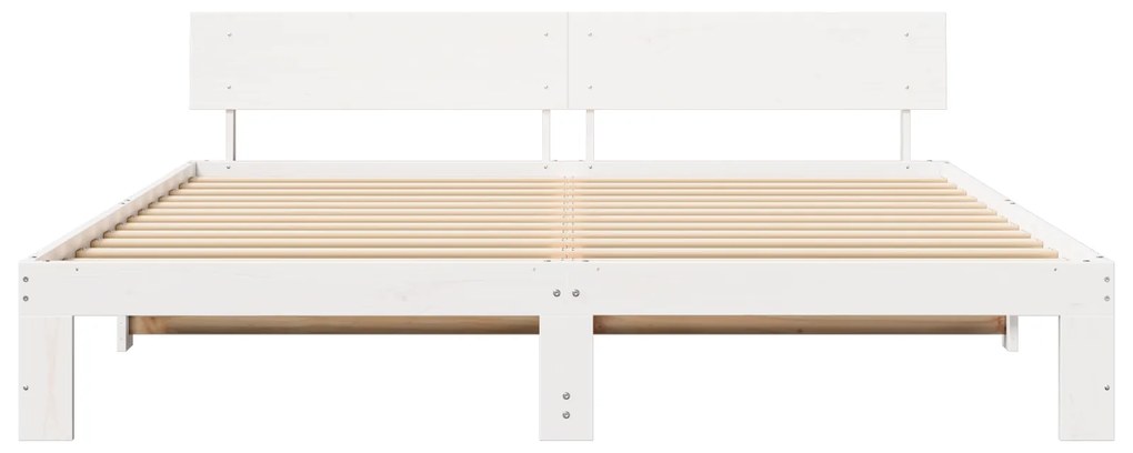 vidaXL Κρεβάτι με κεφαλάρι Λευκό 200x200 εκ Μασίφ Ξύλο Πεύκου