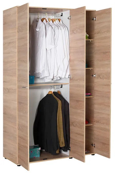 Ντουλάπα ρούχων Trendline Megapap τρίφυλλη σε χρώμα sonoma 120x52x212εκ. - Μελαμίνη - GP009-0022