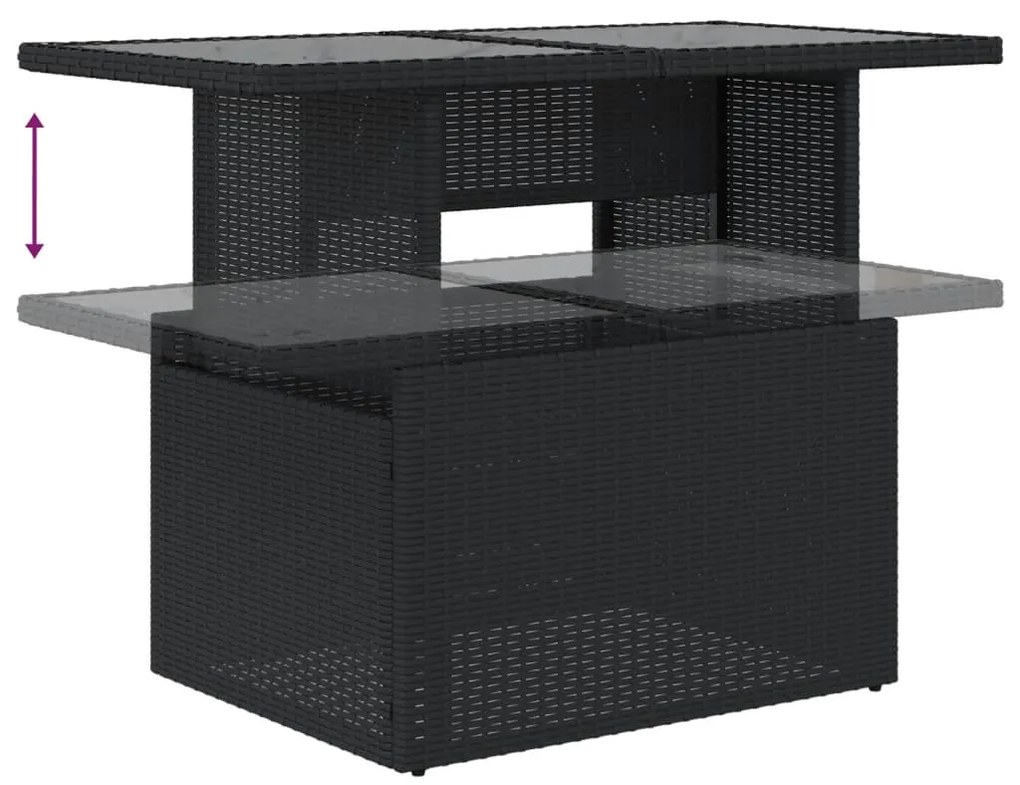 vidaXL Καναπές Κήπου 6 Τεμαχίων Μαύρο από Συνθετικό Ρατάν με Μαξιλάρια