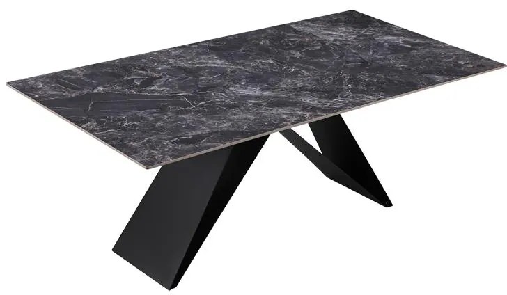 Τραπέζι Meja pakoword Sintered stone μαύρο με μεταλλικά πόδια σε μαύρη απόχρωση 200x100x76εκ 200x100x76 εκ.