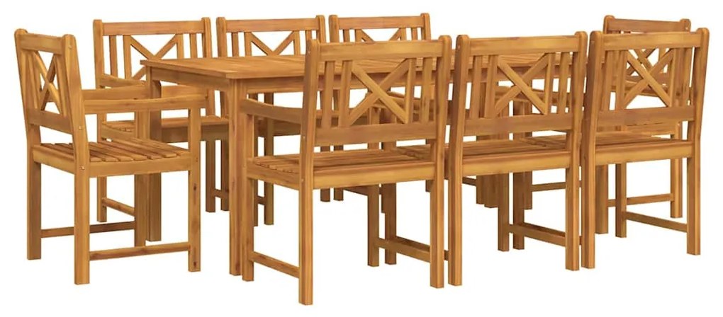 vidaXL Σέτ φαγητού για κήπο 9 pcs Καφέ Μασίφ ξύλο ακακίας