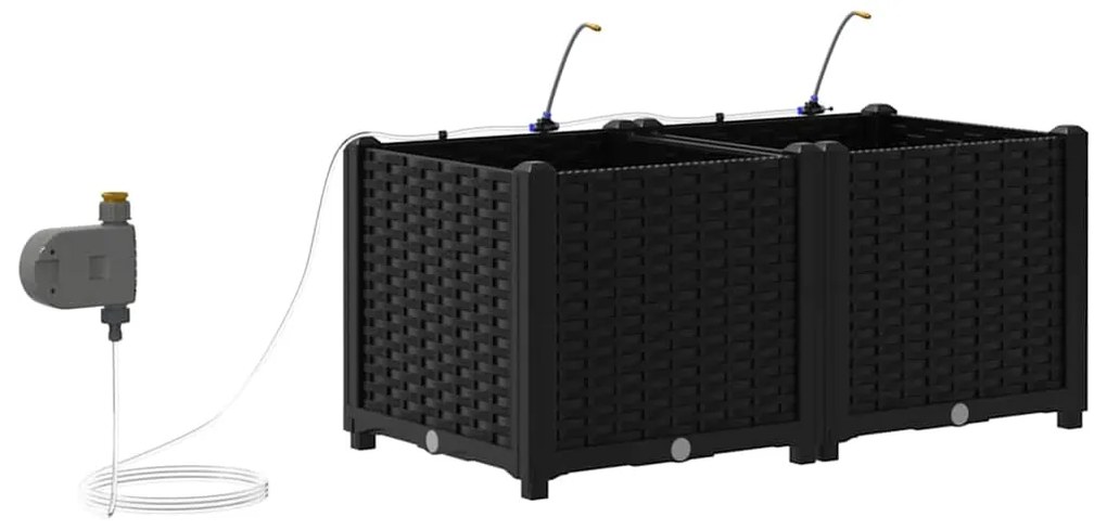 vidaXL Ζαρντινιέρες κήπου Μαύρο 80 x 40 x 37.5 cm Ατσάλι
