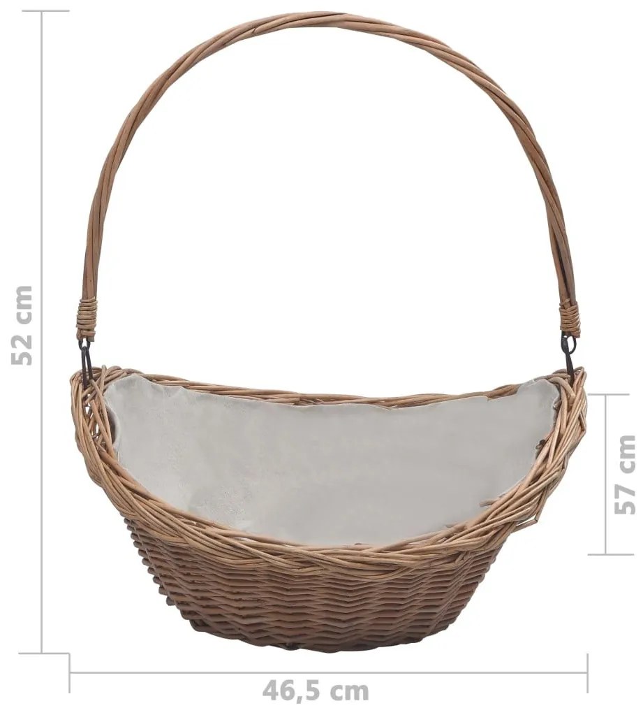 286987 Firewood Basket with Handle 57x46,5x52 cm Brown Willow - Καφέ