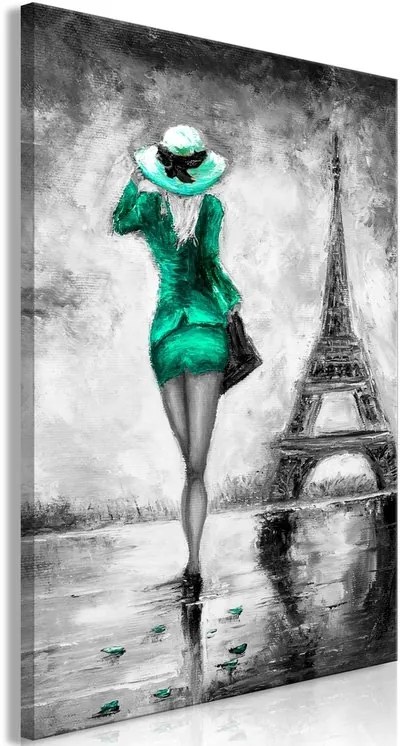 Πίνακας - Parisian Woman (1 Part) Vertical Green - 40x60