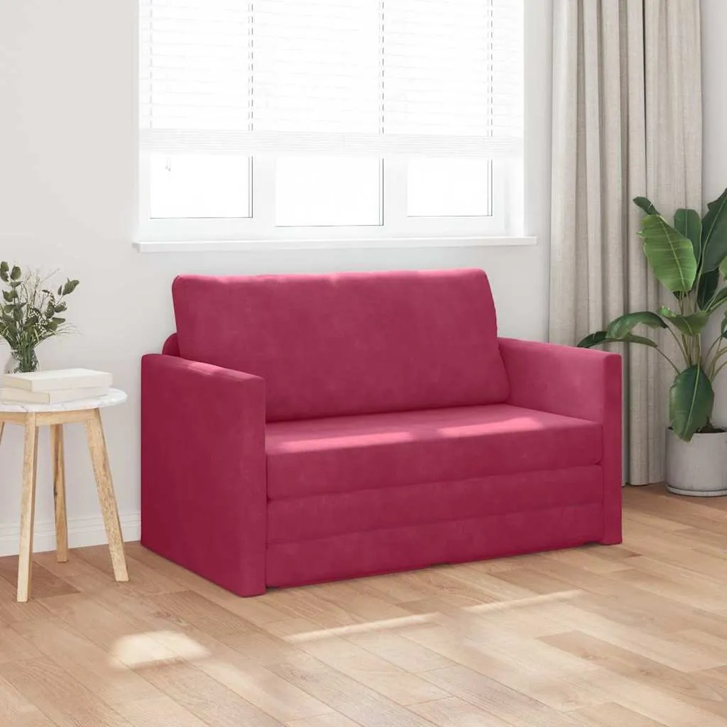 vidaXL Κρεβάτι καναπές Μπορντό 124 x 204 x 61 εκ Βελούδο