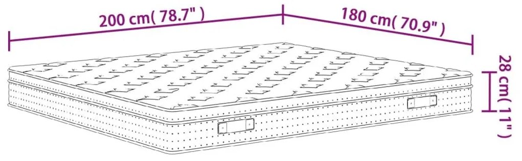 Στρώμα με Pocket Springs Μεσαία Σκληρότητα 180 x 200 εκ. - Λευκό