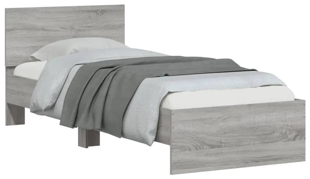 vidaXL Πλαίσιο Κρεβατιού με Κεφαλάρι Γκρι Sonoma 90x190 εκ. Επεξ. Ξύλο