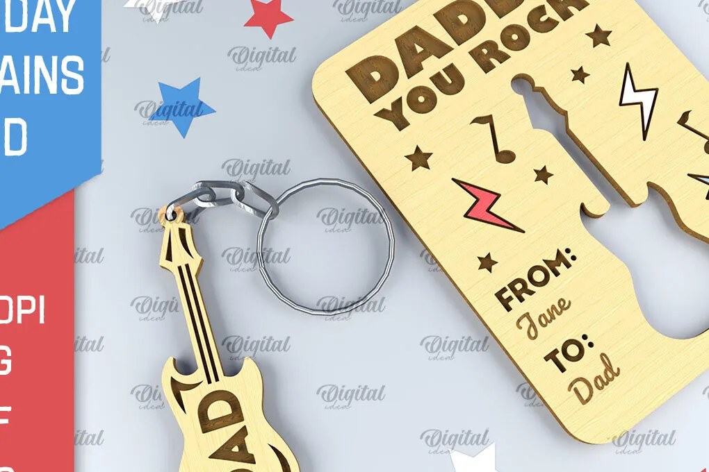 Intra απο ξύλο plywood 3mm-4mm πάχος - Dads Day Keychains Card Laser cut Δίασταση 4x4 cm INTRAFABR-94845553