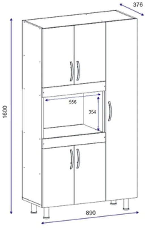 Ντουλάπα κουζίνας Defne χρώμα λευκό-καρυδί  89x37.5x160εκ 89x37.5x160 εκ.