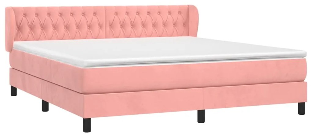 vidaXL Κρεβάτι Boxspring με Στρώμα Ροζ 180x200 εκ. Βελούδινο