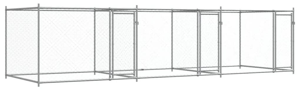 vidaXL Κλουβί Σκύλου με Πόρτες Γκρι 6x2x1,5 μ. Γαλβανισμένος Χάλυβας