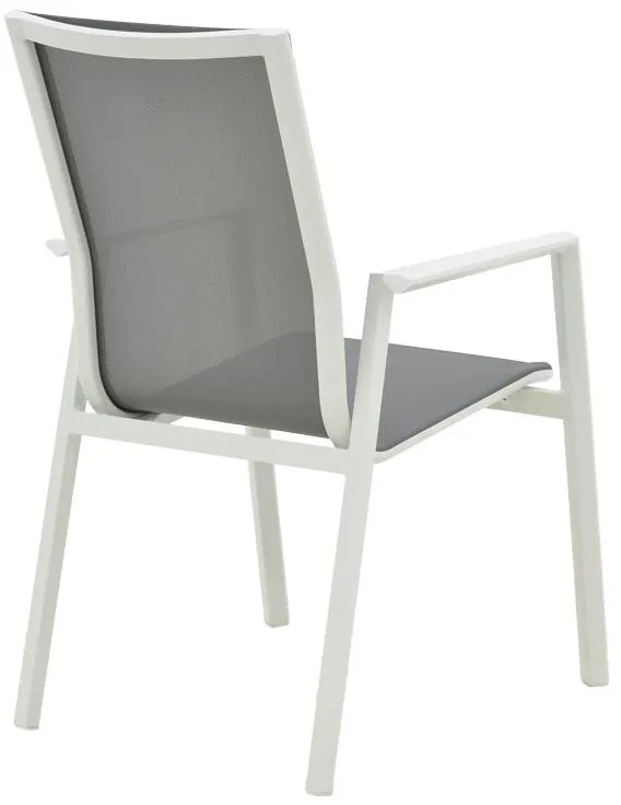 Καρέκλα - Πολυθρόνα κήπου Dashiell αλουμίνιο λευκό textilene γκρι 71x58x94 εκ. 71x58x94 εκ.