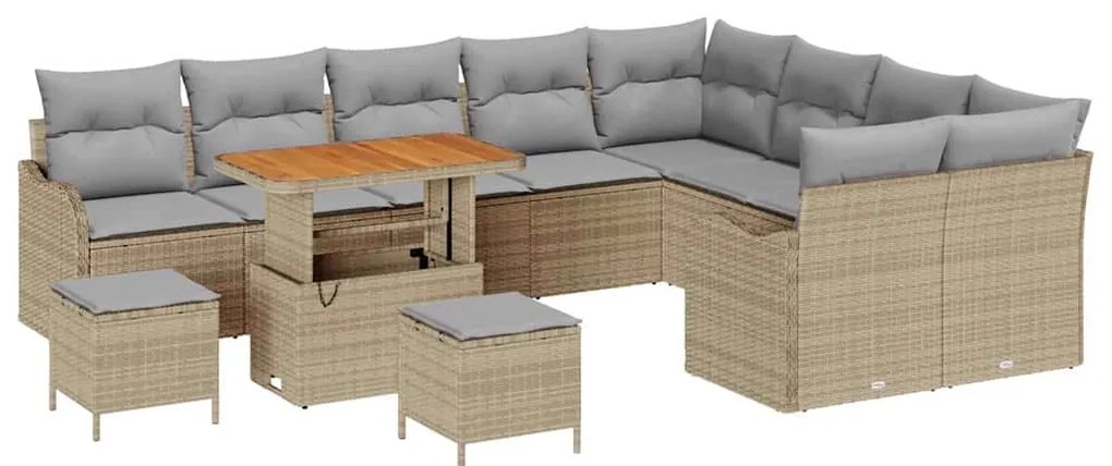 vidaXL Σετ Καναπέ Κήπου 12 pcs Μπεζ, Ανοιχτό Γκρι 90 x 55 x 71 cm