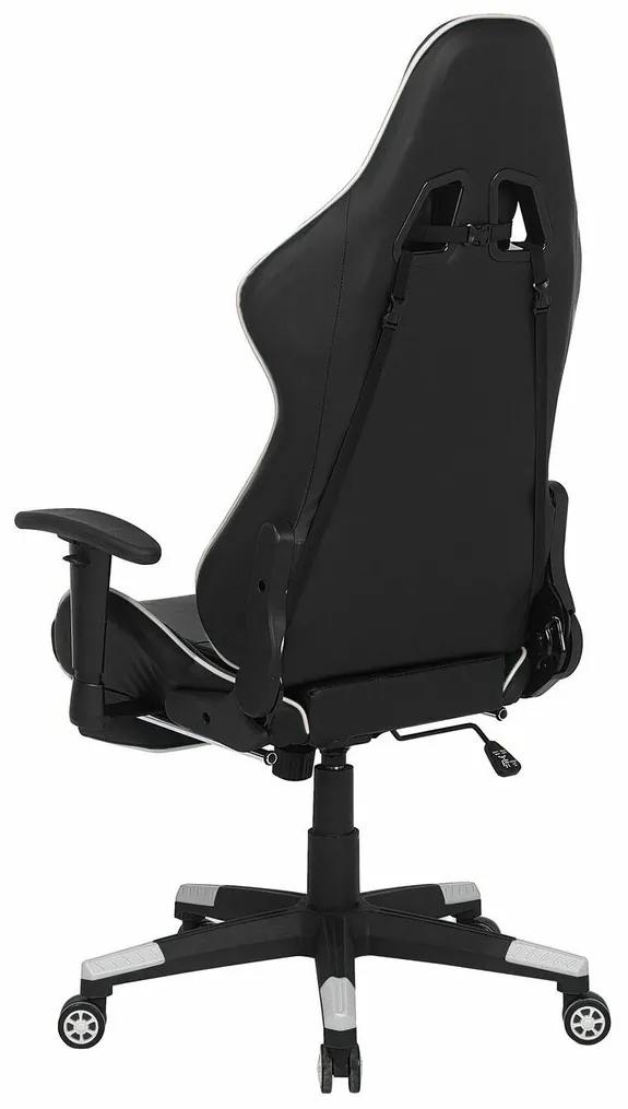 Καρέκλα gaming Berwyn 183, Μαύρο, Άσπρο, 124x55x60cm, 22 kg, Με μπράτσα, Με ρόδες, Μηχανισμός καρέκλας: Κλίση | Epipla1.gr