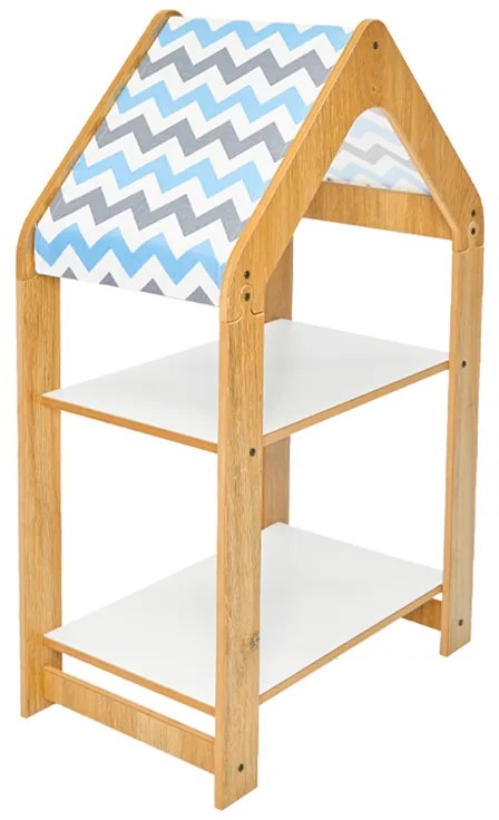 Ραφιέρα τ. Montessori Zoilen φυσικό-λευκό-μπλε mdf 50x30x80εκ Υλικό: MDF 120-000426