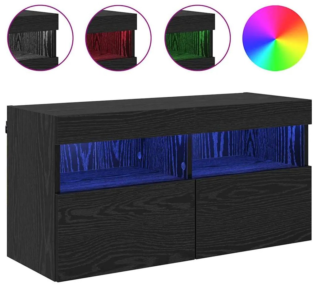 vidaXL Ντουλάπι Τηλεόρασης Τοίχου Επιτοίχιο Μαύρη Οξυά 80 x 30 x 40 εκ