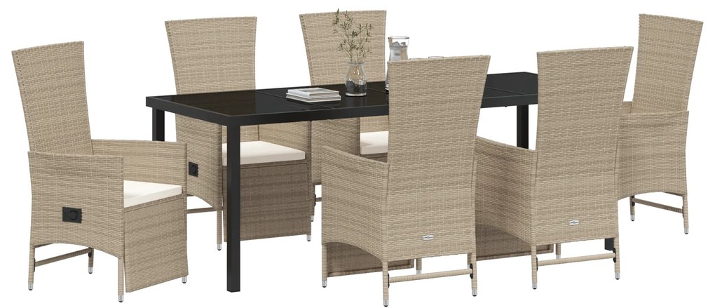 vidaXL Σετ Καρεκλών Κήπου με Ανατολή 7 pcs Μπεζ Κρεμ Λευκό Μαύρο
