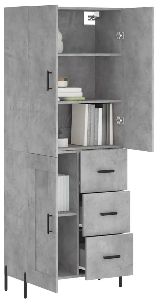 vidaXL Ντουλάπι Γκρι Σκυροδέματος 69,5x34x180 εκ. Επεξεργασμένο Ξύλο