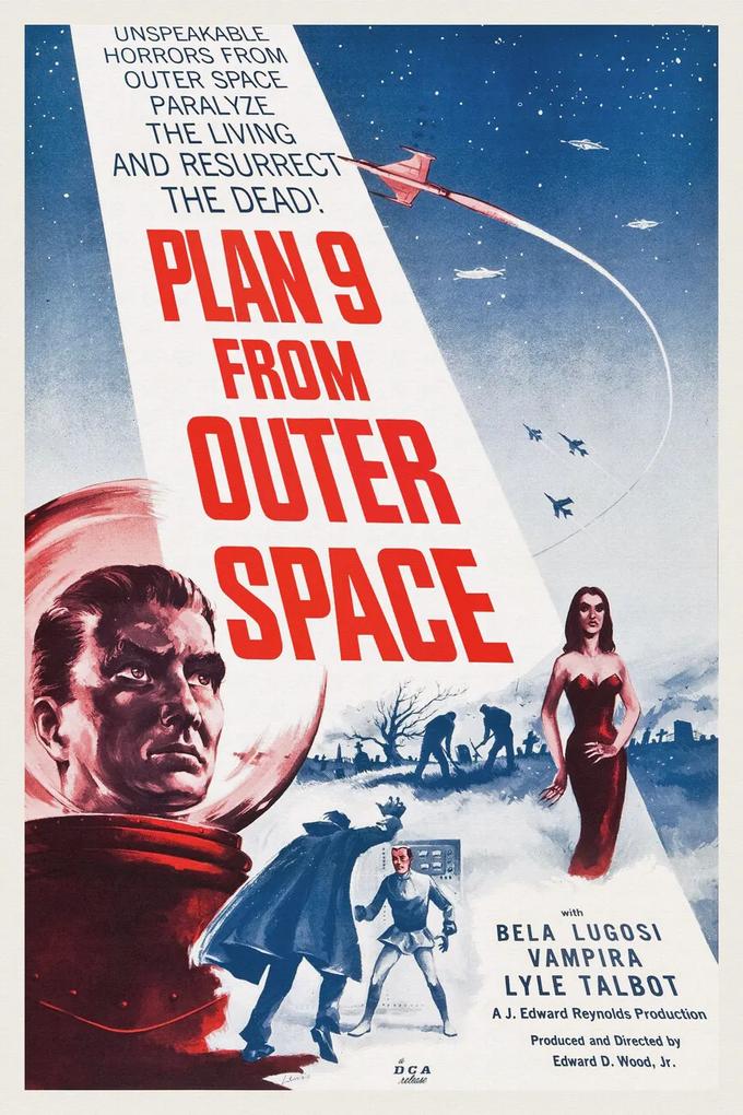 Εκτύπωση έργου τέχνης Plan 9 from Outer Space (Vintage Cinema / Retro Movie Theatre Poster / Horror & Sci-Fi), (26.7 x 40 cm)