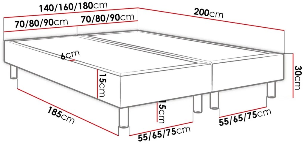 Επενδυμένο κρεβάτι Lux-Baza-Menta-200 x 80 x 30