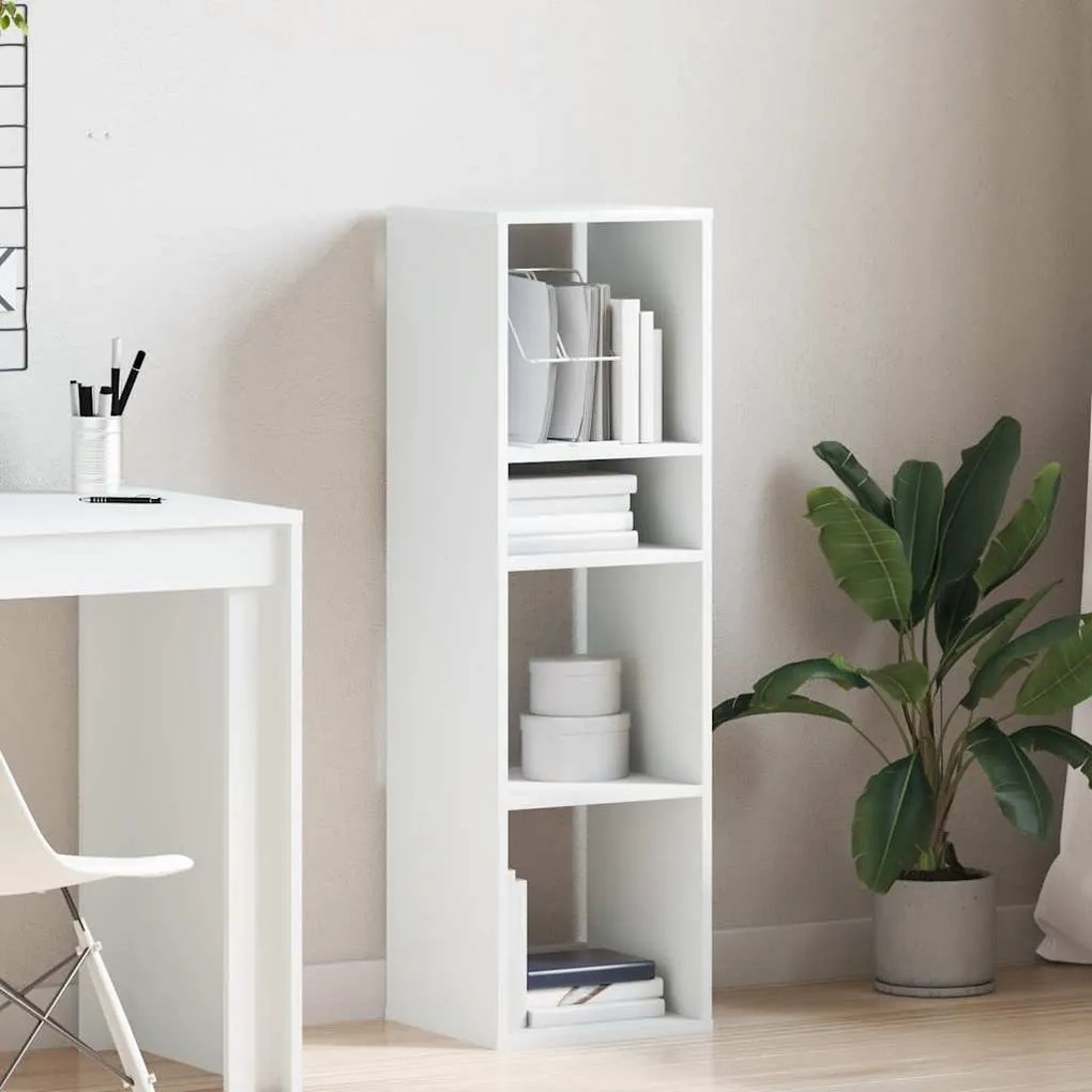 vidaXL Βιβλιοθήκη με 5 Ράφια Λευκή 34x31x112 εκ. Επεξεργασμένο Ξύλο