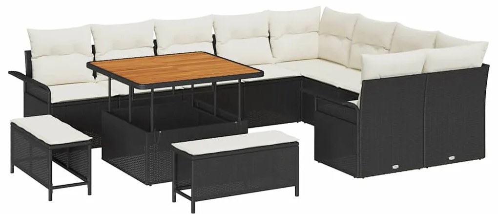vidaXL Σετ Καναπέ Κήπου 12 pcs Μαύρο, Κρέμα 100 x 100 x 71 cm