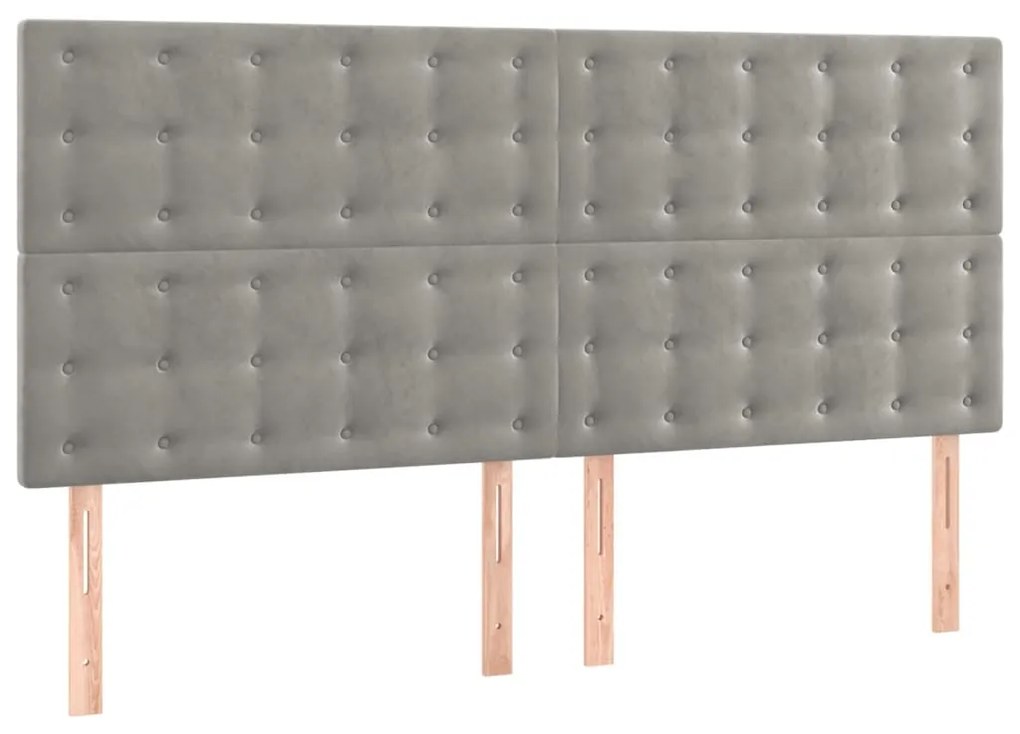 vidaXL Κρεβάτι Boxspring με Στρώμα Ανοιχτό Γκρι 160x200 εκ. Βελούδινο