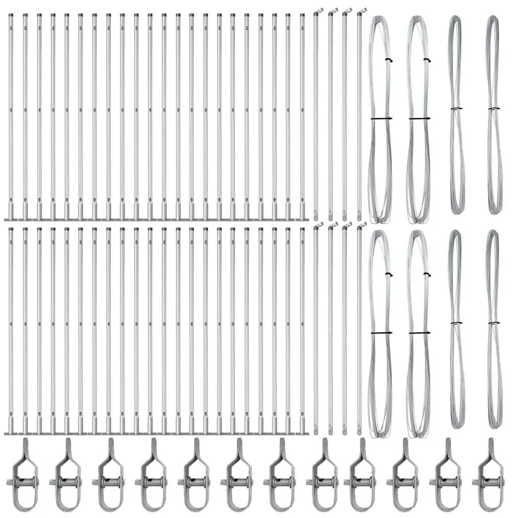 vidaXL Στηλοί Φράχτη με Βάσεις 52 τεμ Ø32mm 83,5cm Γαλβανισμένος Χάλυβας