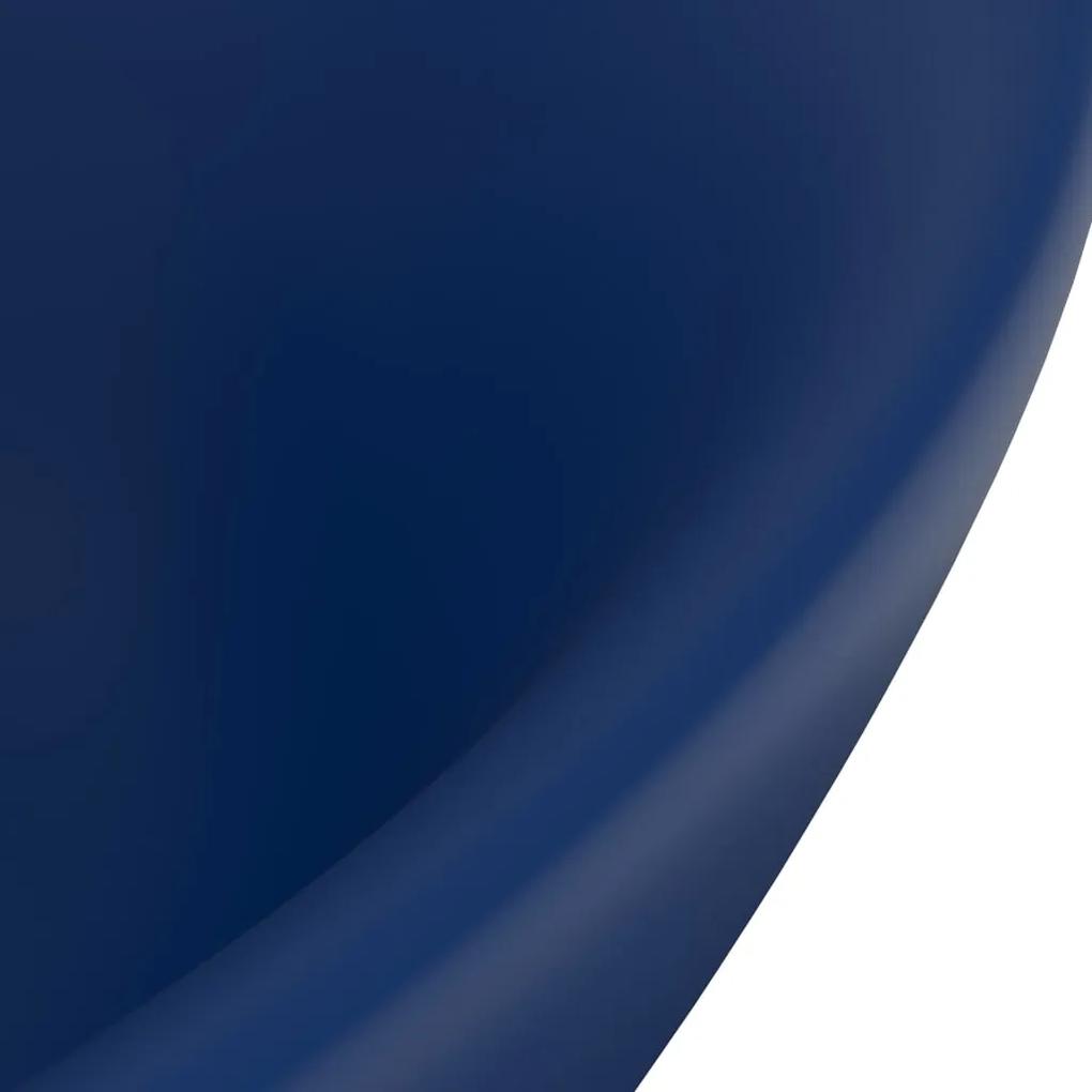 vidaXL Νιπτήρας με Υπερχείλιση Οβάλ Σκ. Μπλε Ματ 58,5x39 εκ. Κεραμικός