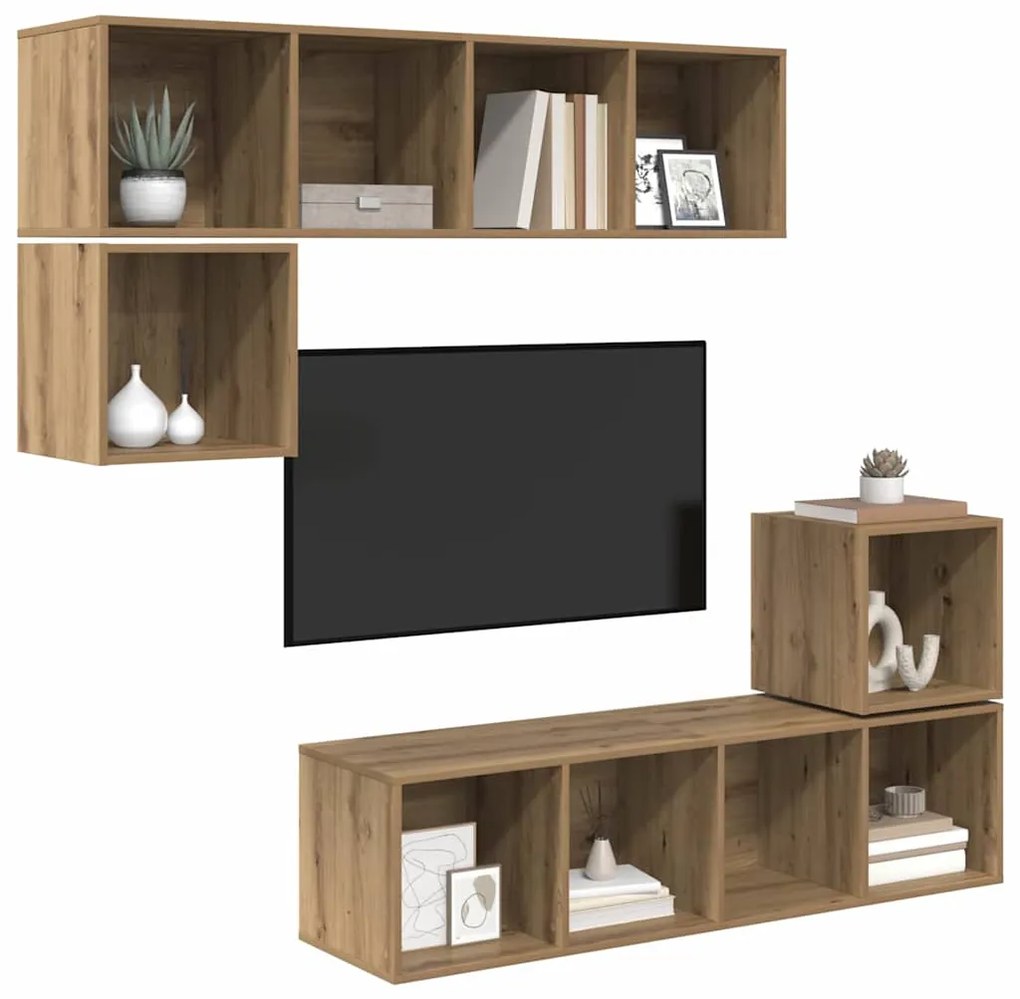 vidaXL Σετ επίπλου τηλεόρασης 4 pcs artisan δρυς 37 x 37 x 142.5 εκ