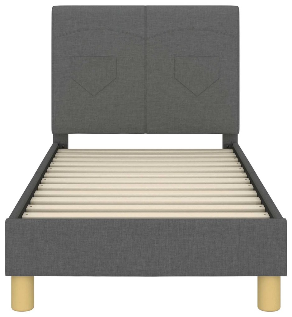 vidaXL Κρεβατική βάση για παιδιά με προσκέφαλο Σκούρο Γκρι 70 x 140 cm