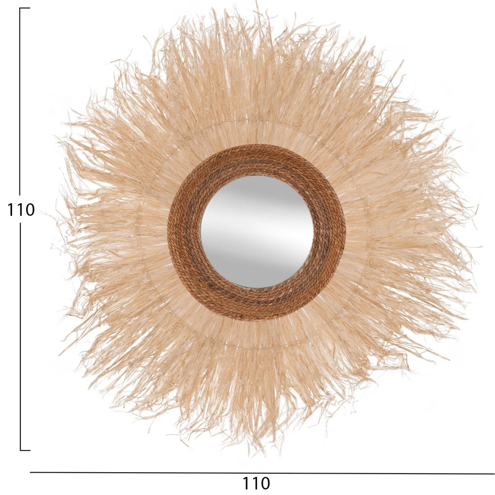 ΚΑΘΡΕΠΤΗΣ ΤΟΙΧΟΥ ΣΤΡΟΓΓΥΛΟΣ ΜΕ ΙΝΕΣ ΣΙΖΑΛ ΣΕ ΦΥΣΙΚΟ ΧΡΩΜΑ 110x4x110Yεκ.HM7744 - 0501729 - HM7744