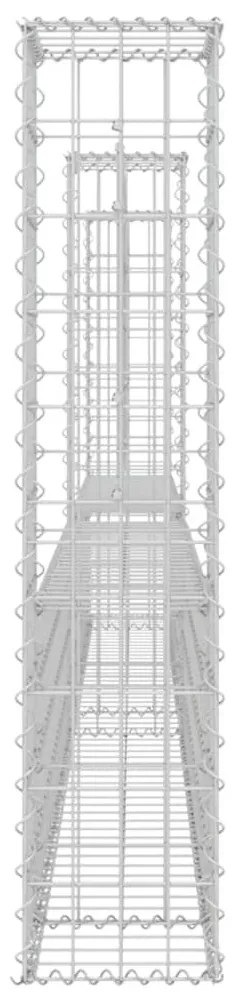 Συρματοκιβώτια σε U Σχήμα με 3 Στύλους 260x20x100 εκ Σιδερένιο - Ασήμι