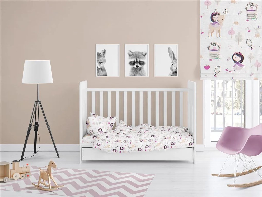 Πάπλωμα Παιδικό Βαμβακερό Κούνιας 120x160εκ. Lily &amp; Deer 179 White-Pink DimCol