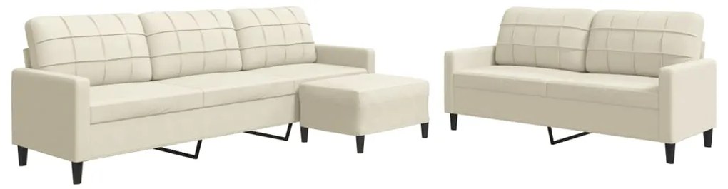 vidaXL Πολυθρόνες Σετ 3 Τεμαχίων Κρεμ από Βελούδο με Μαξιλάρια