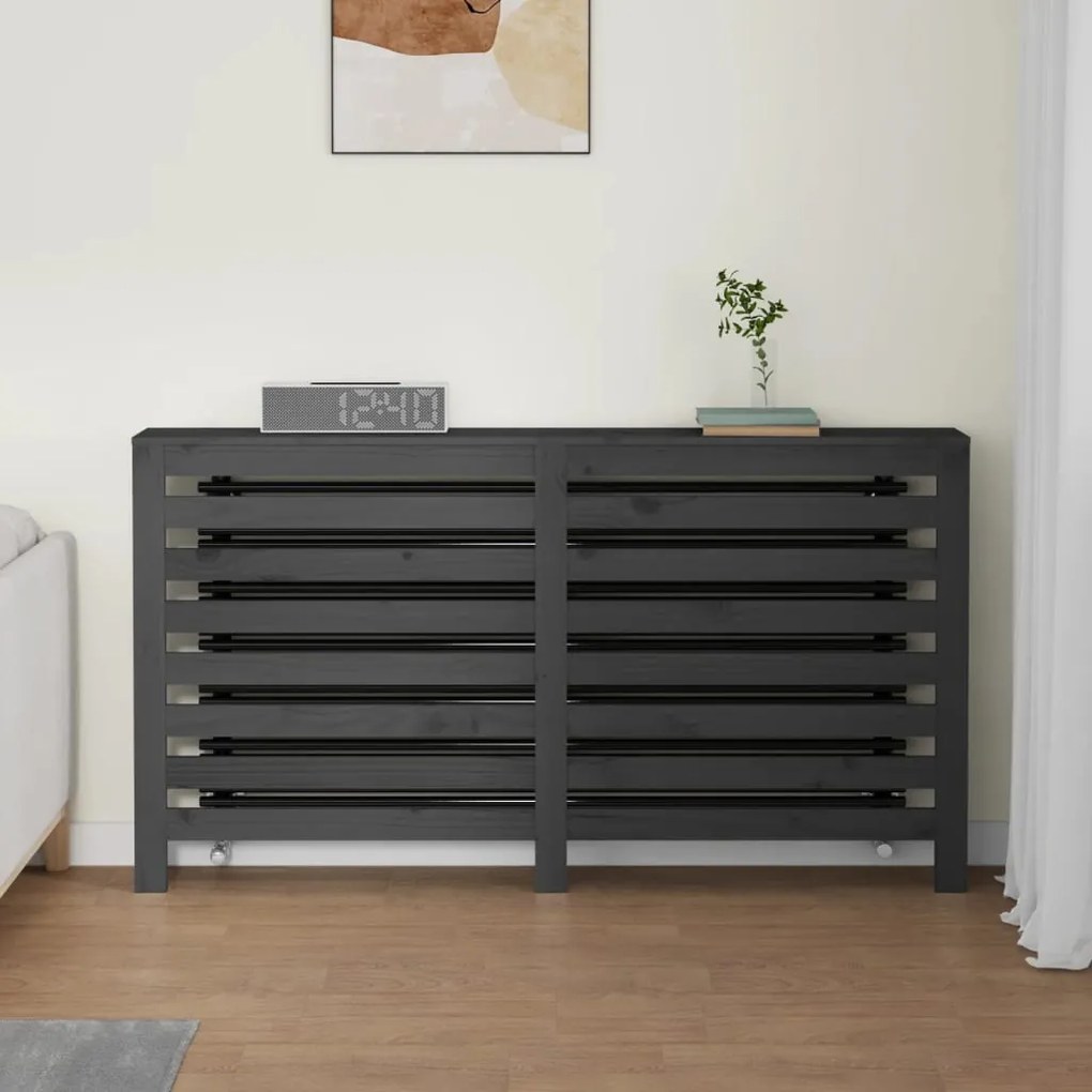 vidaXL Κάλυμμα Καλοριφέρ Γκρι 153x19x84 εκ. από Μασίφ Ξύλο Πεύκου