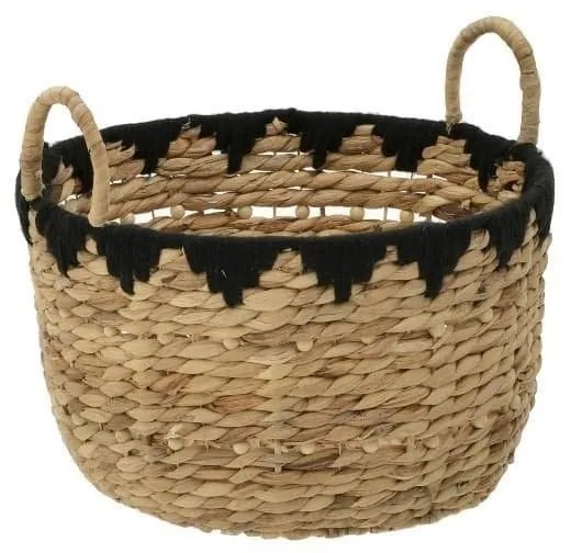 Inart Καλάθι Ψάθινο 40x32x40cm Φυσικό-Μαύρο 3-70-869-0033