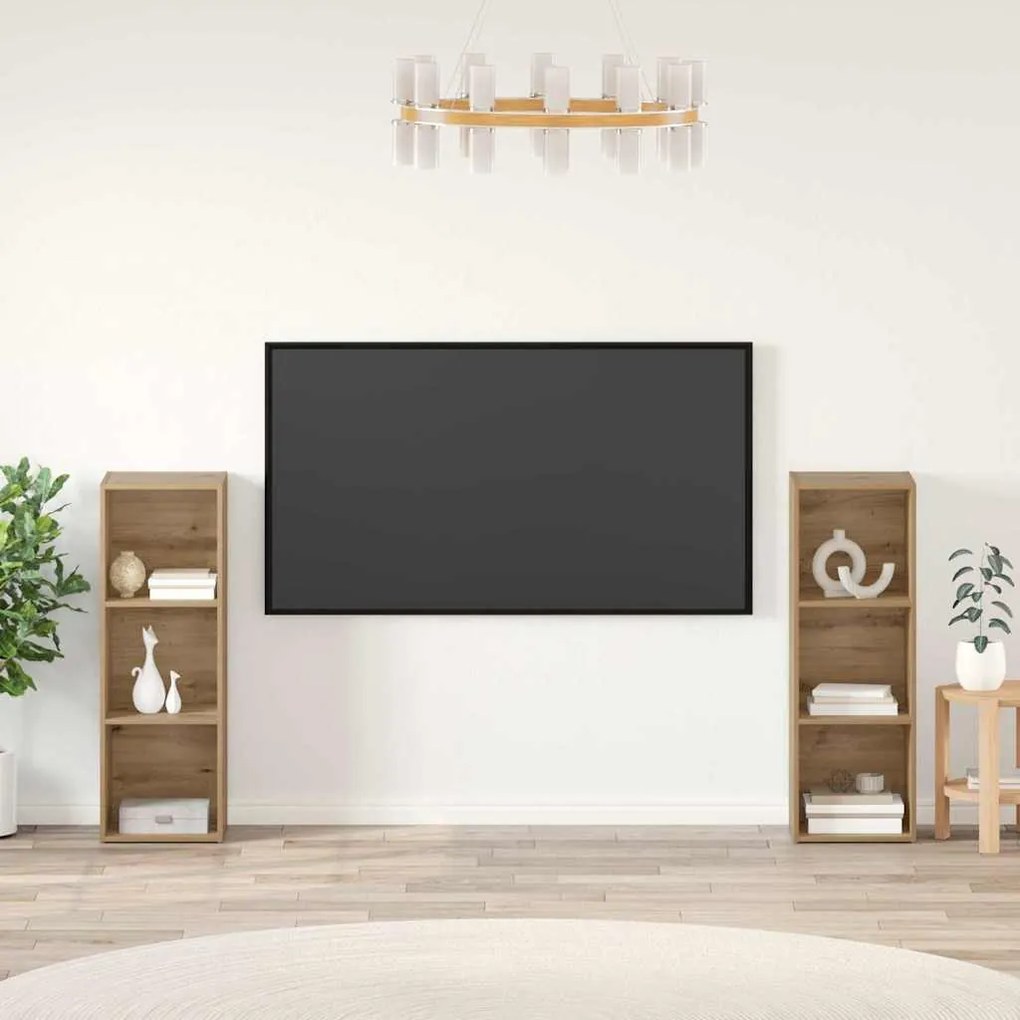 vidaXL Σετ επίπλου τηλεόρασης 2 pcs Χειροποίητη δρυς 107 x 35 x 37 cm