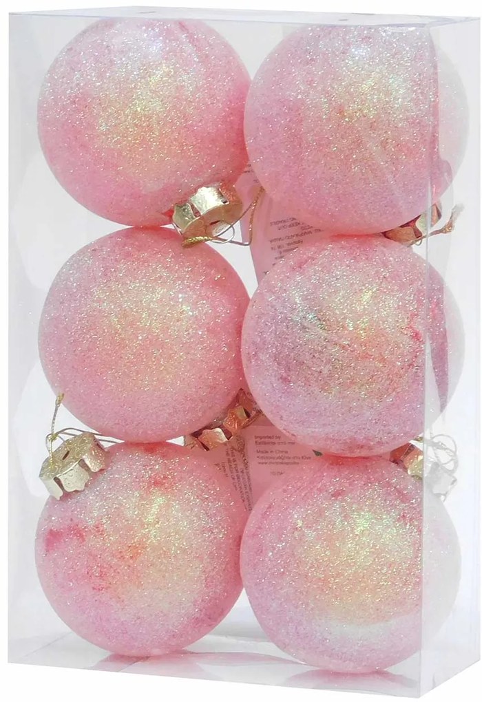 Σετ/6 τεμ. Χριστουγεννιάτικες Μπάλες Κόκκινες Glitter 8cm 53115-1