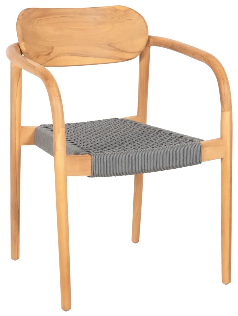 Πολυθρόνα OSLO Ξύλο Teak Φυσικό και Γκρί Σχοινί 55x54x80Yεκ. 55x54x80 εκ.