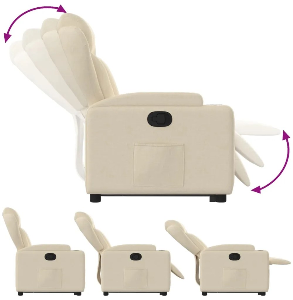 vidaXL Πολυθρόνα Ανακλινόμενη με Ανύψωση Κρεμ Υφασμάτινη