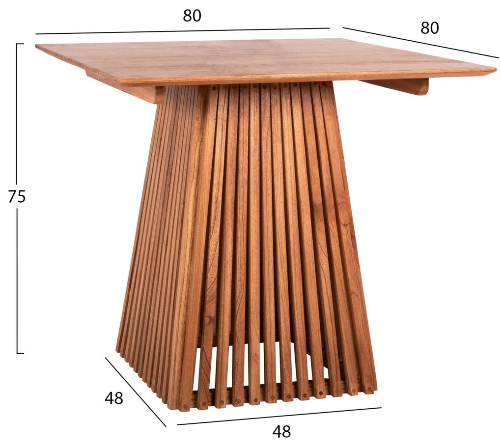 ΤΡΑΠΕΖΙ ΤΡΑΠΕΖΑΡΙΑΣ ΤΕΤΡΑΓΩΝΟ FRANTZ ΜΑΣΙΦ MINDI ΞΥΛΟ 80x80x75Y εκ.