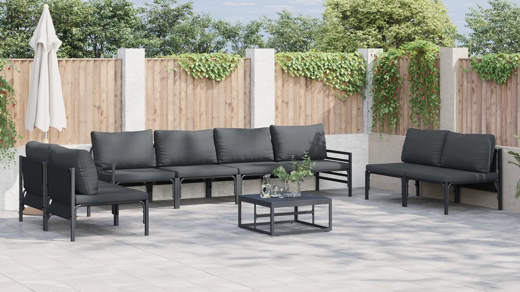 vidaXL Σετ Καναπέ Κήπου 9 pcs Ανθρακί Ατσάλι